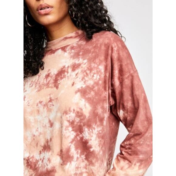 We the Free People Tie-Dye Long Sleeve Tee XS in Cabernet Combo Oversized - Picture 10 of 10